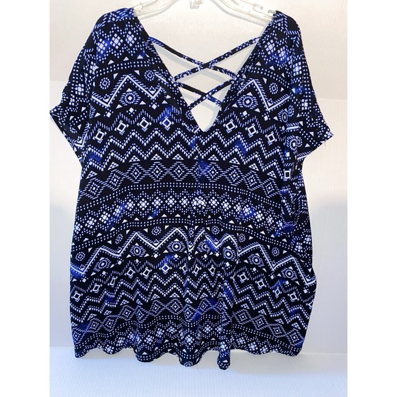 torrid Tops - Torrid Size 2 Navy Flowy High Sheer Shirt Dress Casual V-Neck